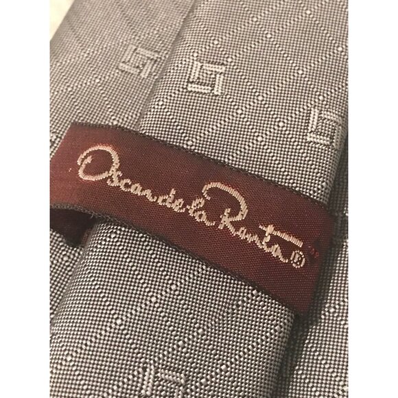 Oscar de La Renta Silk Tie Mens Gray Designer Quiet Luxury Formal - Picture 4 of 6